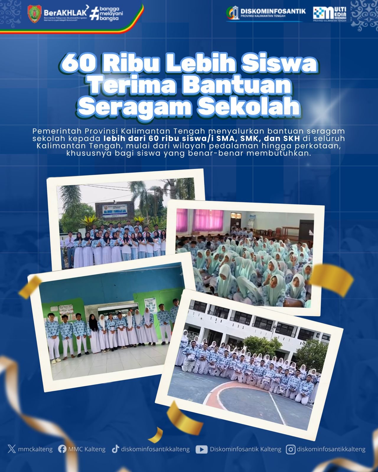 Pemprov Kalteng Sediakan Seragam Gratis untuk 60 Ribu Pelajar