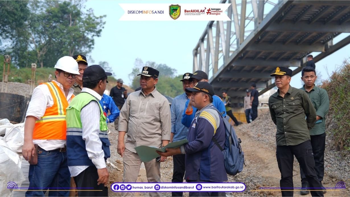 Bupati Barito Utara Tinjau Pembangunan Jembatan Lemo